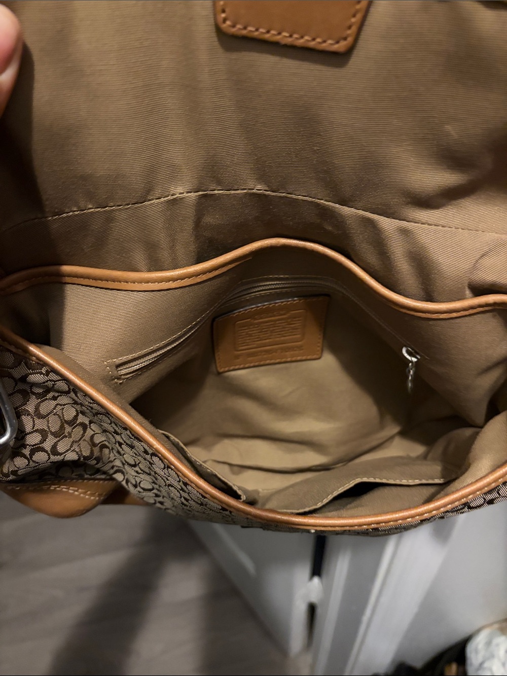 Coach Brown Signature Canvas Shoulder Bag with Tan Leather Trim - Picture 6 of 6